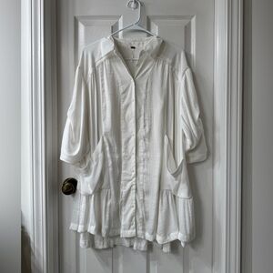 Free People White Button-Up shirt dress XS